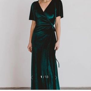 Baltic Born Meghan Velvet Wrap Maxi Dress in Emerald